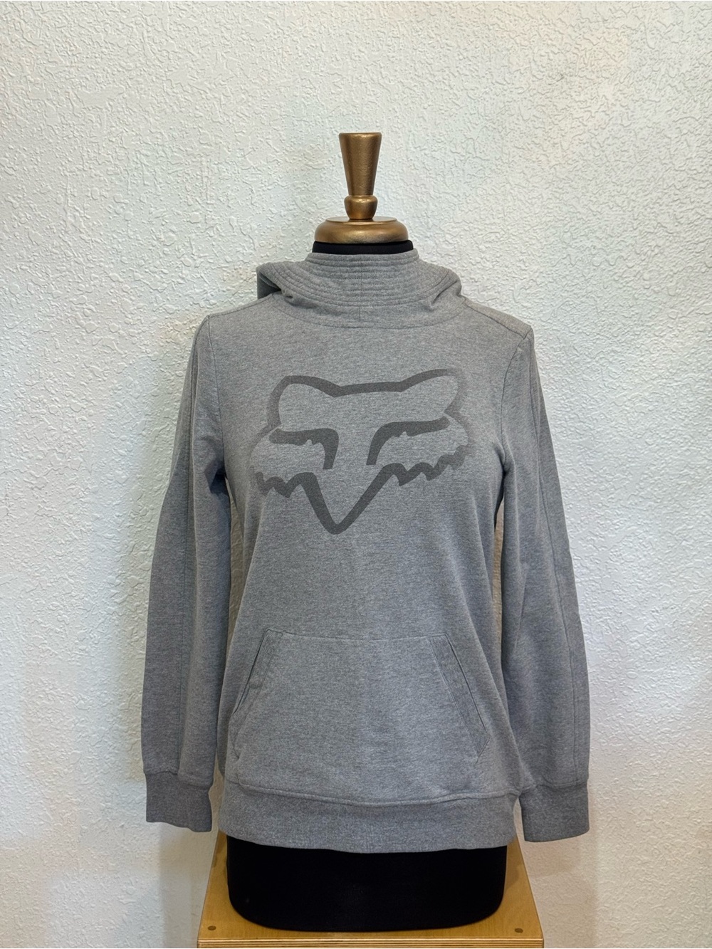Fox Gray Hoodie with Contrasting Black Label